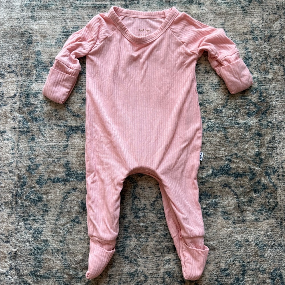 Little Sleepies Bubblegum ribbed crescent zipper